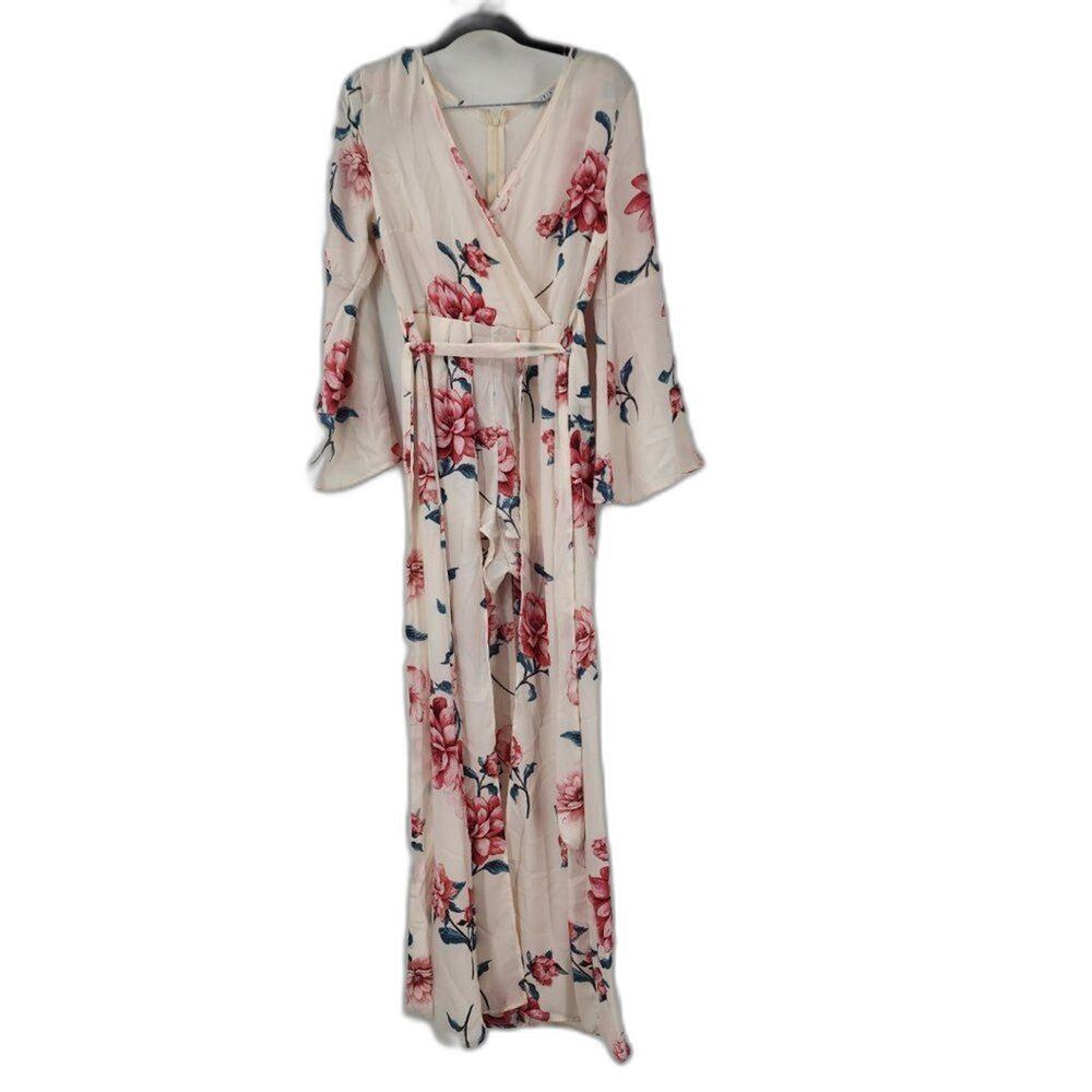 IRIS Floral Kimono Maxi Dress / Romper Womens Size Medium M